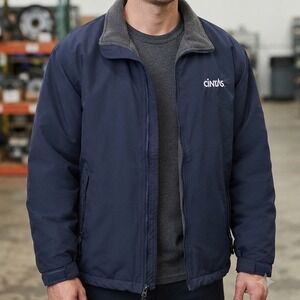 Zync Cintas Mens Navy Blue Fleece Lined Full Zip Workwear Jacket Size Large